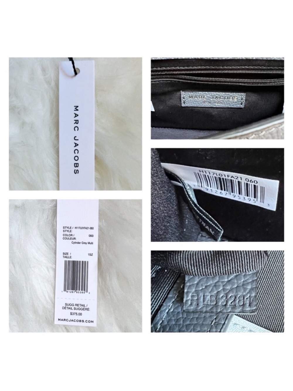 New! Marc Jacobs The Tuck Lock Leather Crossbody Shoulder Bag in Gray Multi - Picture 11 of 11